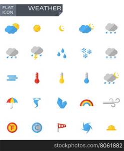 Vector flat weather icons set. Vector flat weather icons set on white bacground.