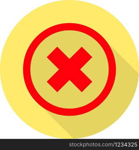 Vector flat Wrong Mark icon isolated on a yellow background.