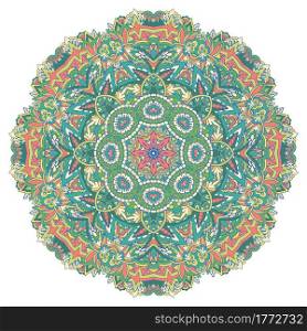 Vector floral art mandala. Ethnic design medallion. Spring and summer cute decorative rosette.. Mandala vector doodle art. Flower medallion print.