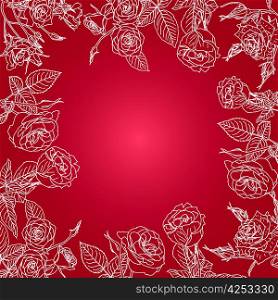 Vector floral background, frame from flowers roses