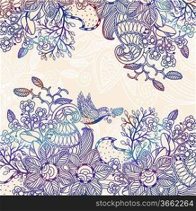 vector floral background with a lacy hand drawn ornament