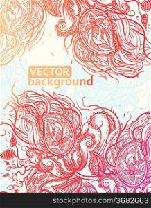vector floral background with abstract doodles