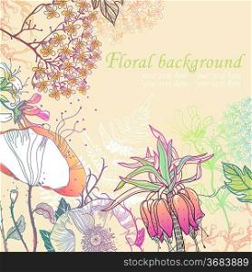 vector floral background with blooming flowers
