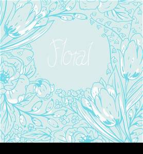 vector floral background with blooming spring flowers