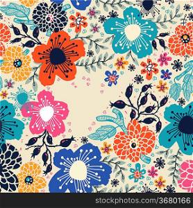 vector floral background with bright bloomind flowers