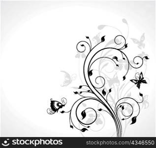 vector floral background with butterflies