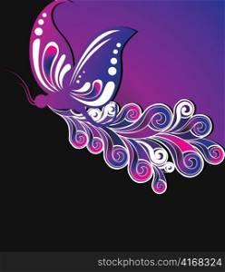 vector floral background with butterfly