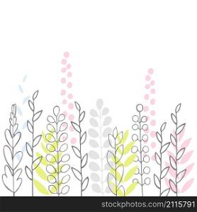 Vector floral background with doodle plants.