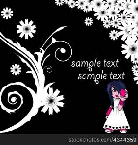 vector floral background with emo kid
