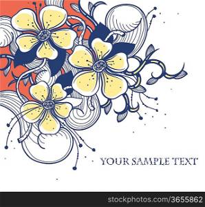 vector floral background with fantasy blooming flowers