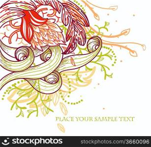 vector floral background with fantasy bright plants and flowers