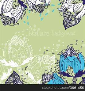 vector floral background with fantasy flowers