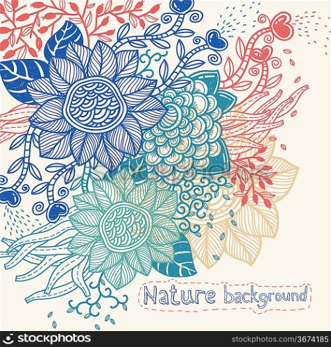 vector floral background with fantasy flowers and plants