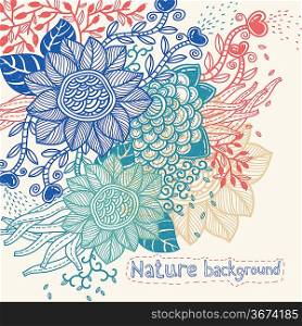 vector floral background with fantasy flowers and plants