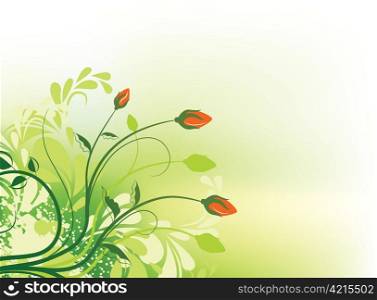 vector floral background with grunge