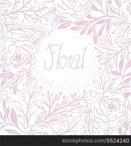 vector floral background with hand drawn blooming roses