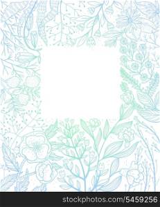 vector floral background with hand drawn flowers and plants