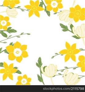 Vector floral background with hand-drawn spring flowers.. Vector floral background with spring flowers.