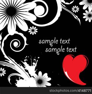vector floral background with heart and splash