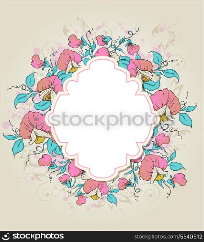Vector floral background with label and sweet pea