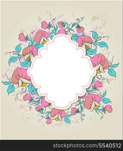 Vector floral background with label and sweet pea