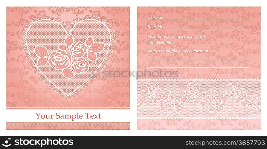 vector floral background with lace for greeting card
