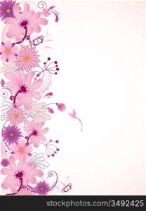 vector floral background with pink flowers