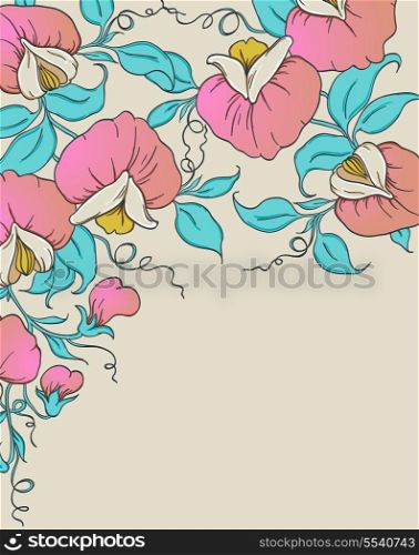 Vector floral background with pink sweet pea