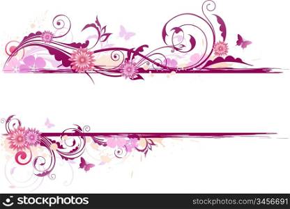 vector floral background with red flowers and ornament