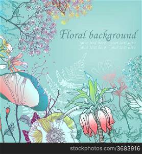 vector floral background with summer flowers