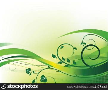 vector floral background with wave