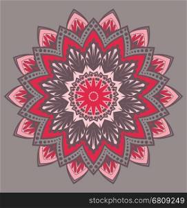 Vector floral design, colorful flower mandala in the background