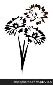 vector floral design of monochrome flowers, black and white bouquet of daisies