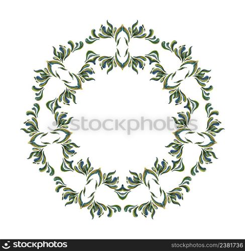 Vector floral frame. Floral wreath. Hand drawn illustration. Ukrainian vector wreath