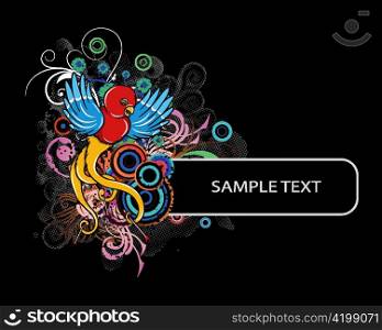 vector floral frame with abstract bird
