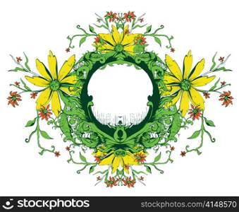 vector floral frame with grunge