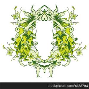vector floral frame with grunge
