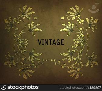 vector floral frame with grunge background