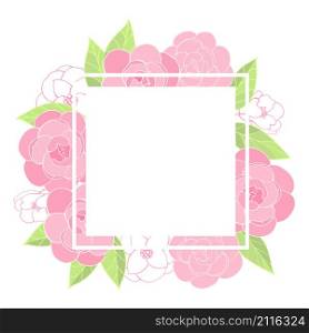 Vector floral frame with hand drawn flowers.