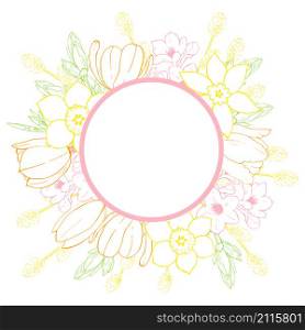 Vector floral frame with hand-drawn spring flowers.. Vector floral frame with spring flowers.