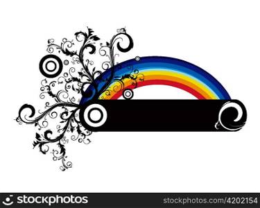 vector floral frame with rainbow