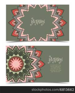Vector floral greeting card, colorful flowers invitation with place for text