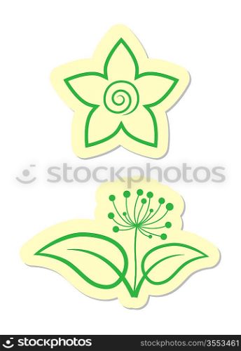 Vector Floral Icons Isolated on White background