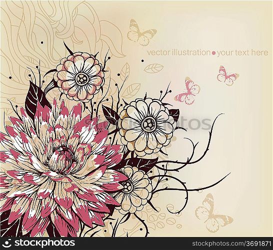 vector floral illustration of blooming flowers
