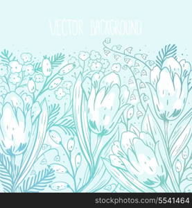 vector floral illustration of blooming tulips
