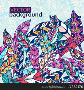 vector floral illustration of colored abstract feathers
