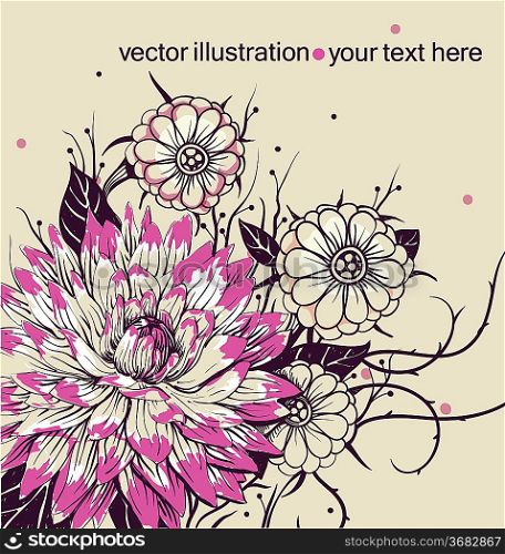 vector floral illustration with blooming flowers