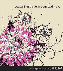 vector floral illustration with blooming flowers