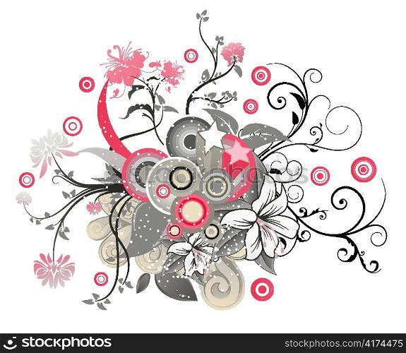 vector floral illustration with circles