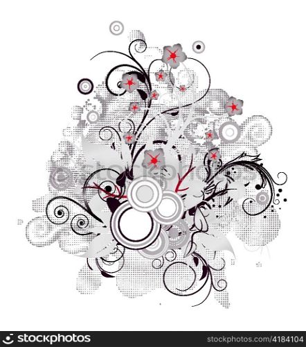 vector floral illustration with circles